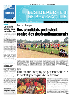 Les Dépêches de Brazzaville : Édition brazzaville du 07 juin 2013