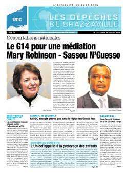 Les Dépêches de Brazzaville : Édition kinshasa du 29 juillet 2013