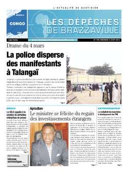 Les Dépêches de Brazzaville : Édition brazzaville du 02 août 2013