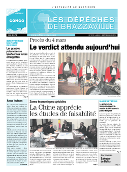 Les Dépêches de Brazzaville : Édition brazzaville du 09 septembre 2013