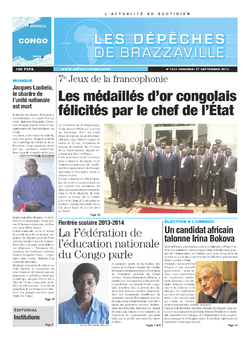 Les Dépêches de Brazzaville : Édition brazzaville du 27 septembre 2013
