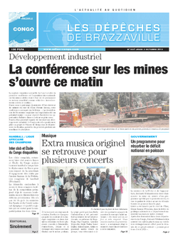 Les Dépêches de Brazzaville : Édition brazzaville du 03 octobre 2013