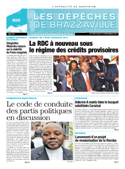 Les Dépêches de Brazzaville : Édition kinshasa du 12 décembre 2013