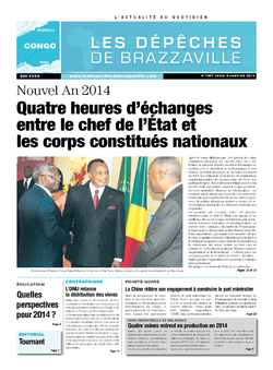 Les Dépêches de Brazzaville : Édition brazzaville du 09 janvier 2014