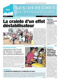 Les Dépêches de Brazzaville : Édition kinshasa du 10 janvier 2014