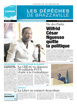 Les Dépêches de Brazzaville : Édition brazzaville du 03 février 2014