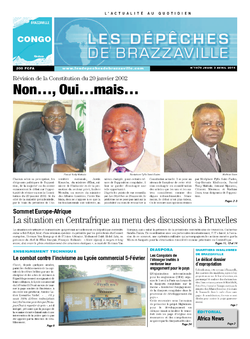 Les Dépêches de Brazzaville : Édition brazzaville du 03 avril 2014