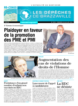 Les Dépêches de Brazzaville : Édition kinshasa du 25 juillet 2014