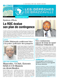 Les Dépêches de Brazzaville : Édition kinshasa du 12 août 2014