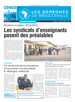 Les Dépêches de Brazzaville : Édition brazzaville du 25 août 2014