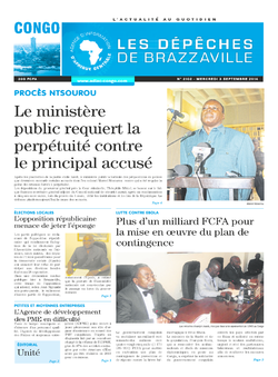 Les Dépêches de Brazzaville : Édition brazzaville du 03 septembre 2014