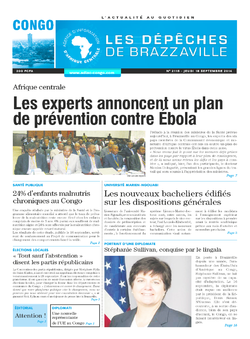 Les Dépêches de Brazzaville : Édition brazzaville du 18 septembre 2014