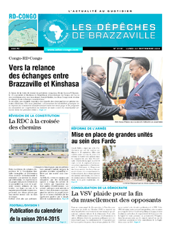 Les Dépêches de Brazzaville : Édition kinshasa du 22 septembre 2014