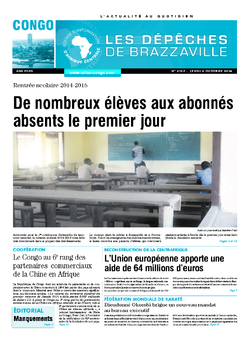 Les Dépêches de Brazzaville : Édition brazzaville du 02 octobre 2014