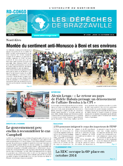 Les Dépêches de Brazzaville : Édition kinshasa du 24 octobre 2014