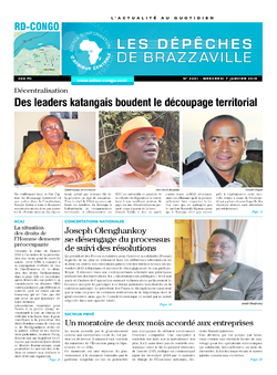 Les Dépêches de Brazzaville : Édition kinshasa du 07 janvier 2015