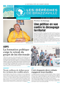 Les Dépêches de Brazzaville : Édition kinshasa du 14 janvier 2015