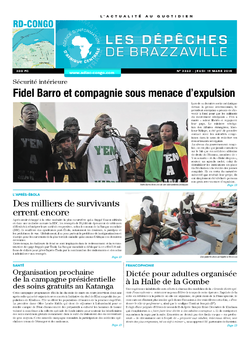 Les Dépêches de Brazzaville : Édition kinshasa du 19 mars 2015
