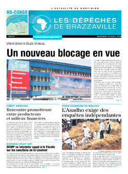 Les Dépêches de Brazzaville : Édition kinshasa du 22 avril 2015
