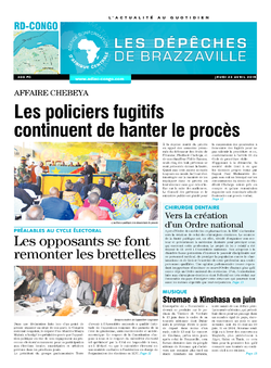 Les Dépêches de Brazzaville : Édition kinshasa du 23 avril 2015