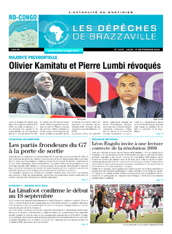 Les Dépêches de Brazzaville : Édition kinshasa du 17 septembre 2015
