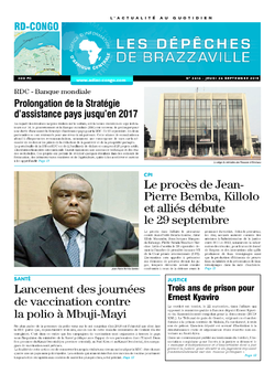 Les Dépêches de Brazzaville : Édition kinshasa du 24 septembre 2015