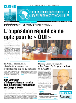 Les Dépêches de Brazzaville : Édition brazzaville du 16 octobre 2015