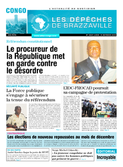 Les Dépêches de Brazzaville : Édition brazzaville du 19 octobre 2015