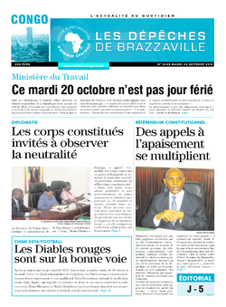 Les Dépêches de Brazzaville : Édition brazzaville du 20 octobre 2015