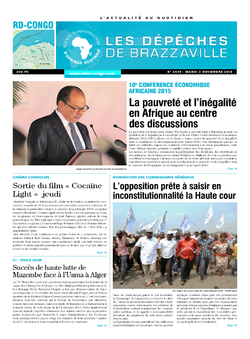 Les Dépêches de Brazzaville : Édition kinshasa du 03 novembre 2015