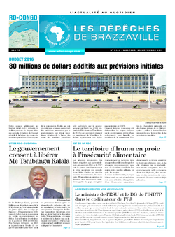 Les Dépêches de Brazzaville : Édition kinshasa du 25 novembre 2015
