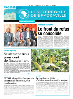 Les Dépêches de Brazzaville : Édition kinshasa du 02 décembre 2015