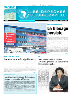 Les Dépêches de Brazzaville : Édition kinshasa du 08 janvier 2016