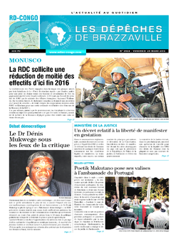 Les Dépêches de Brazzaville : Édition kinshasa du 25 mars 2016