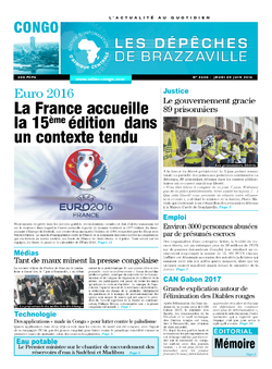 Les Dépêches de Brazzaville : Édition brazzaville du 09 juin 2016