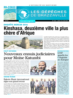 Les Dépêches de Brazzaville : Édition kinshasa du 23 juin 2016