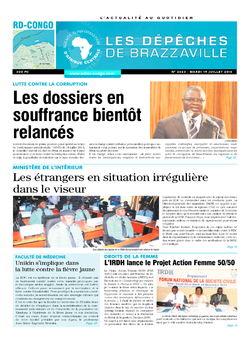 Les Dépêches de Brazzaville : Édition kinshasa du 19 juillet 2016