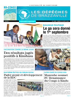Les Dépêches de Brazzaville : Édition kinshasa du 30 août 2016