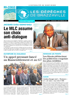 Les Dépêches de Brazzaville : Édition kinshasa du 02 septembre 2016