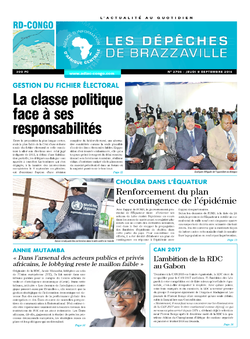 Les Dépêches de Brazzaville : Édition kinshasa du 08 septembre 2016