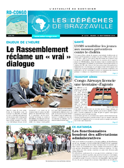 Les Dépêches de Brazzaville : Édition kinshasa du 13 septembre 2016