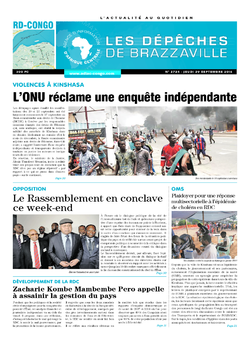 Les Dépêches de Brazzaville : Édition kinshasa du 29 septembre 2016