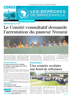 Les Dépêches de Brazzaville : Édition brazzaville du 03 octobre 2016