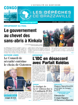 Les Dépêches de Brazzaville : Édition brazzaville du 07 octobre 2016