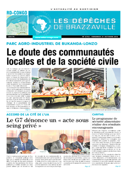 Les Dépêches de Brazzaville : Édition kinshasa du 21 octobre 2016