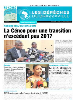 Les Dépêches de Brazzaville : Édition kinshasa du 24 octobre 2016