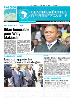 Les Dépêches de Brazzaville : Édition kinshasa du 27 octobre 2016