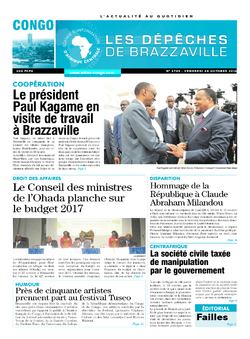 Les Dépêches de Brazzaville : Édition brazzaville du 28 octobre 2016
