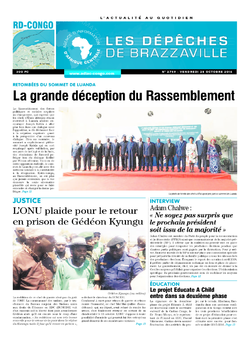 Les Dépêches de Brazzaville : Édition kinshasa du 28 octobre 2016