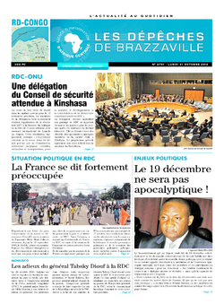 Les Dépêches de Brazzaville : Édition kinshasa du 31 octobre 2016
